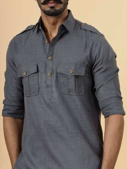 Dark Grey Hunting Style only Kurta