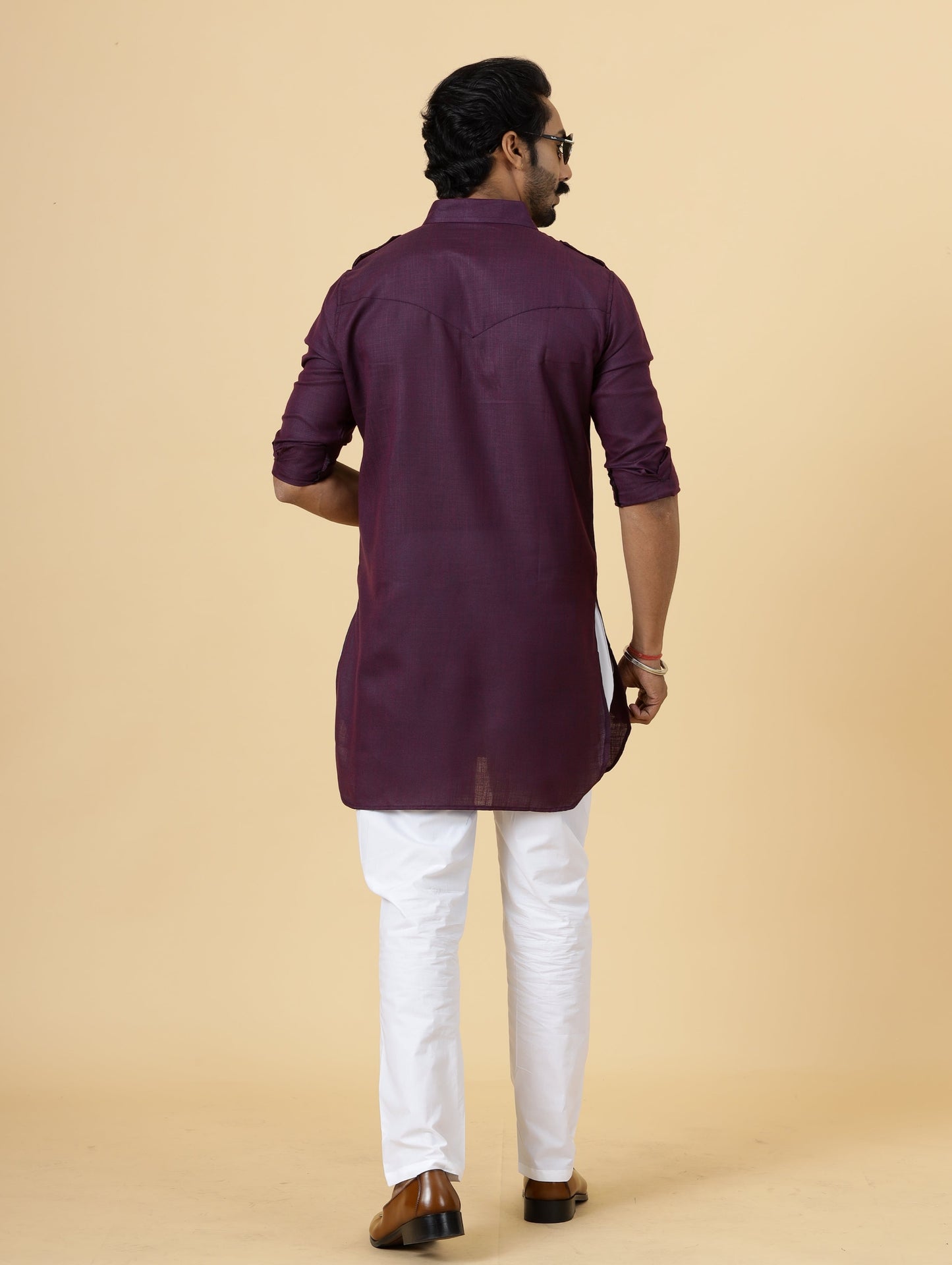 Purple Hunting Style Kurta-Pajama Set