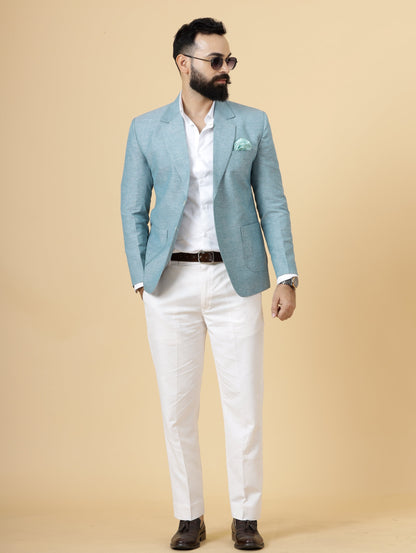 Classy Bottle Green Linen 2-Piece Suit for Men | White Trouser |