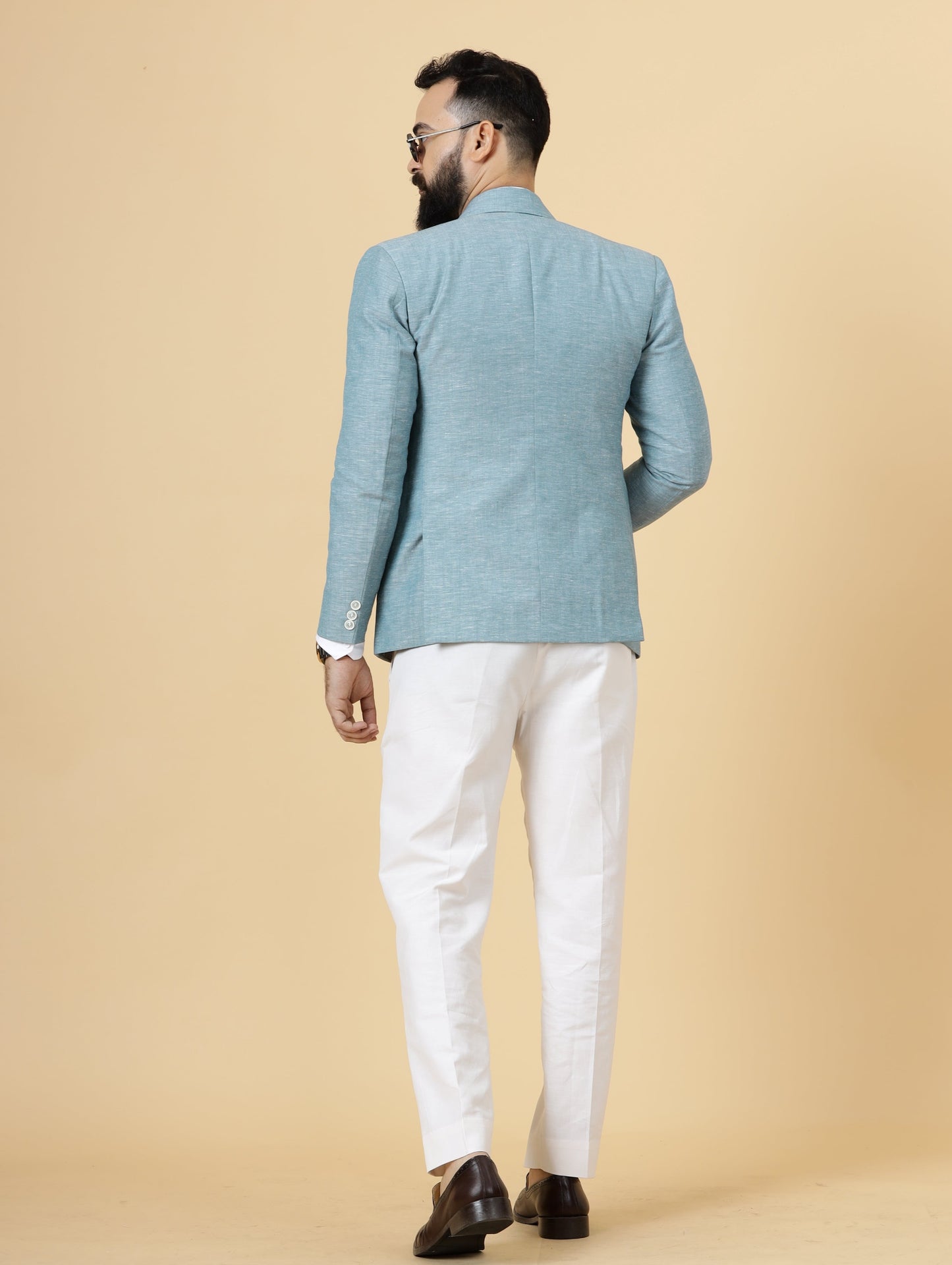 Classy Bottle Green Linen 2-Piece Suit for Men | White Trouser |