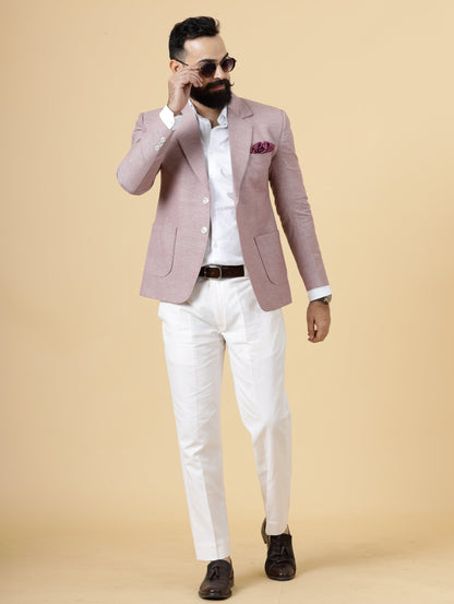 Classy Rosewood Linen 2-Piece Suit for Men | White Trouser |