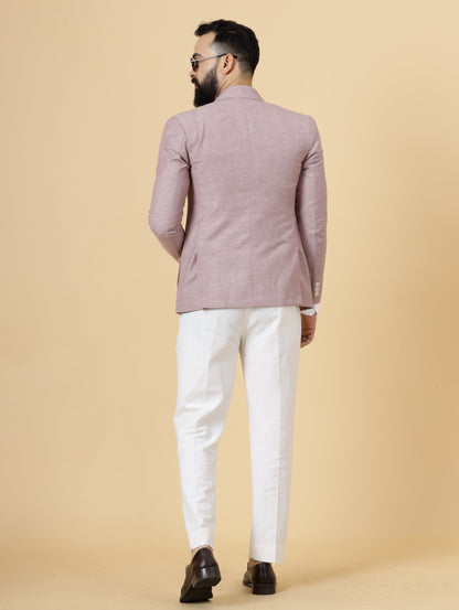 Classy Rosewood Linen 2-Piece Suit for Men | White Trouser |