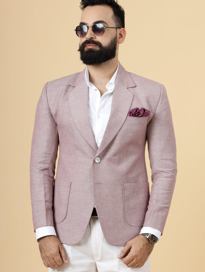 Classy Rosewood Linen 2-Piece Suit for Men | White Trouser |