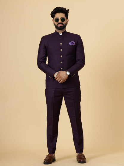 Traditional Dark Purple Jodhpuri Suit | Perfect for Wedding and Casual wear|