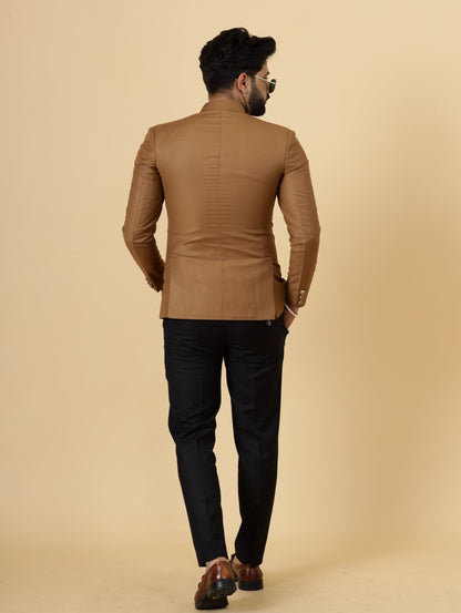 Exclusive Caramel Brown Jodhpuri Bandhgala with Black Trouser| Terry Rayon | Perfect for Cocktail party , Funtional wear, Festive  wear|