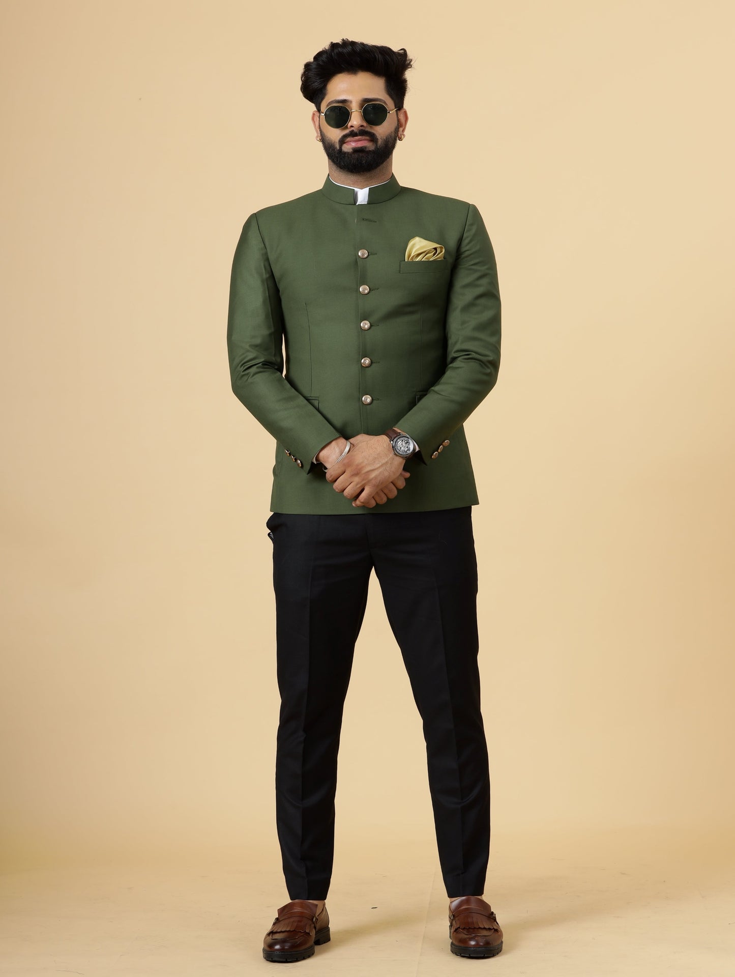 Seaweed Green Jodhpuri Blazer with Black Trouser| Perfect for Wedding and Casual wear|