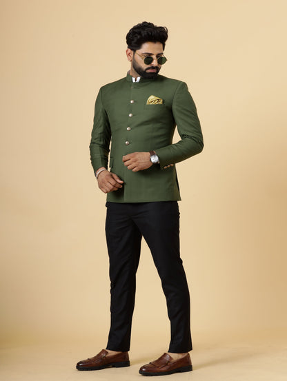 Seaweed Green Jodhpuri Blazer with Black Trouser| Perfect for Wedding and Casual wear|