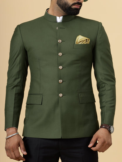 Seaweed Green Jodhpuri Blazer with Black Trouser| Perfect for Wedding and Casual wear|