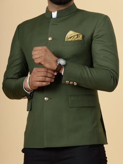 Seaweed Green Jodhpuri Blazer with Black Trouser| Perfect for Wedding and Casual wear|