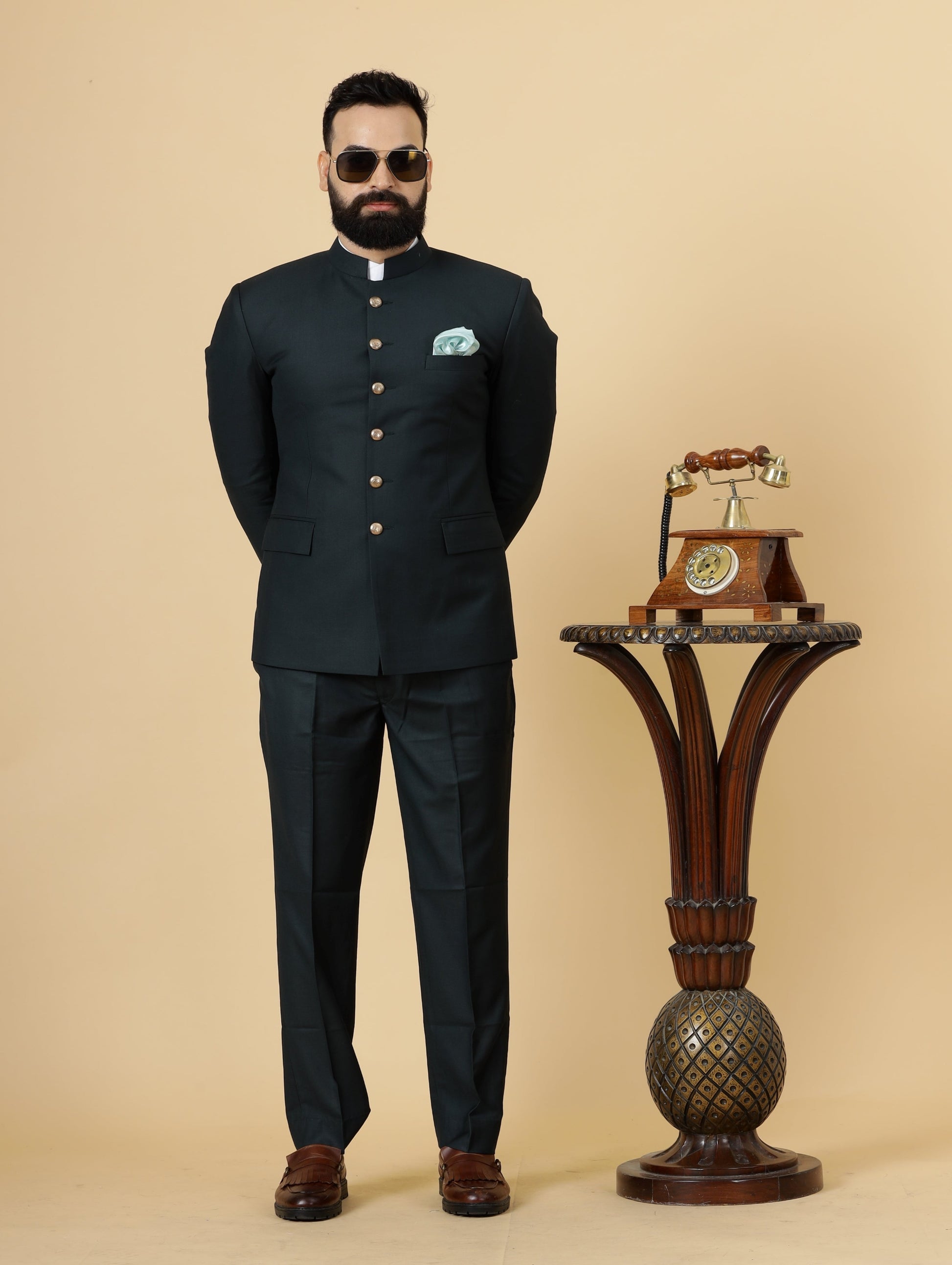 Traditional Dark Green Jodhpuri Suit Perfect for Wedding and Casual wear| S