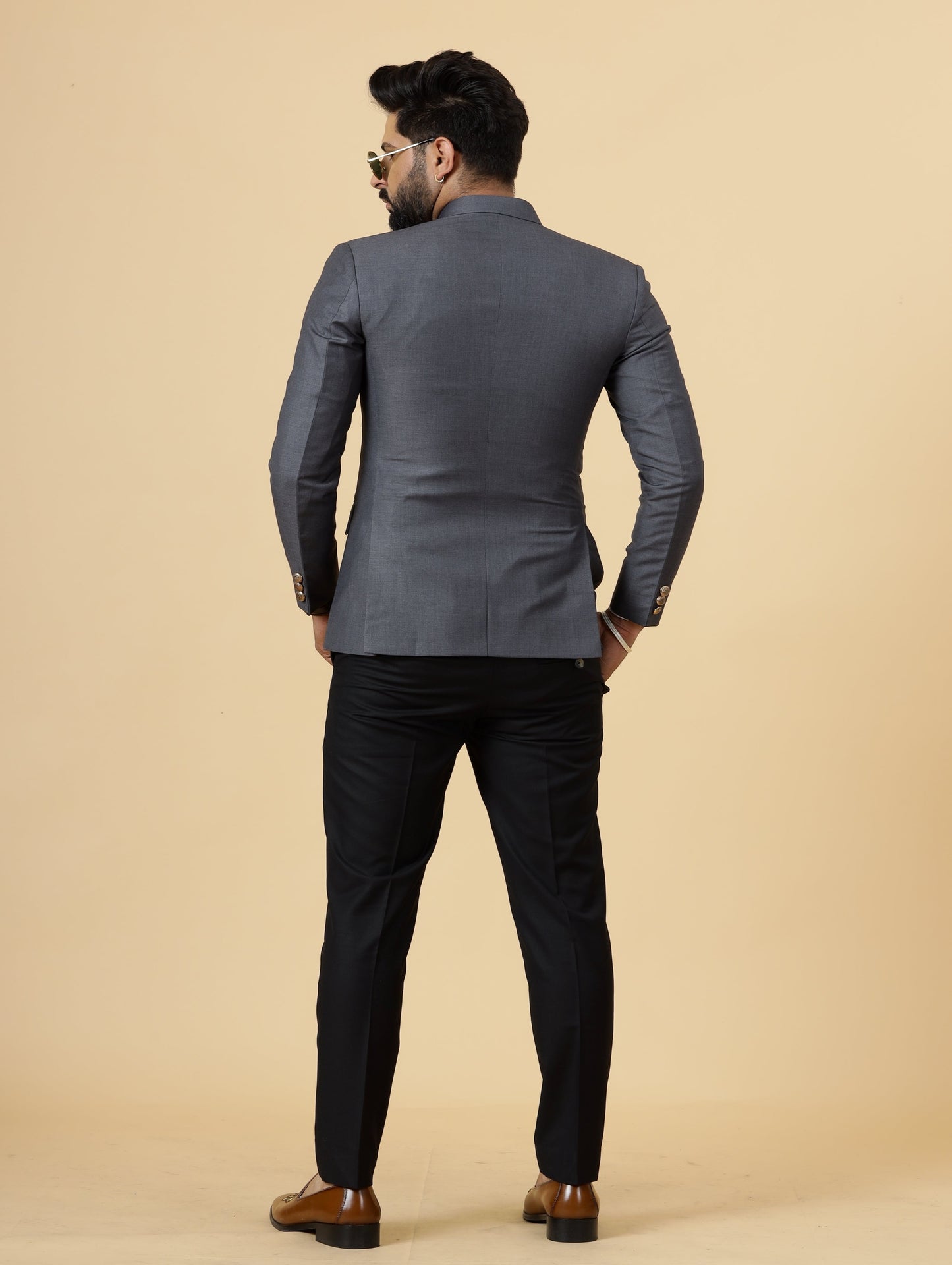 Exclusive Charcoal Grey Jodhpuri Bandhgala with Black Trouser| Terry Rayon | Perfect for Cocktail party , Funtional wear, Festive  wear|