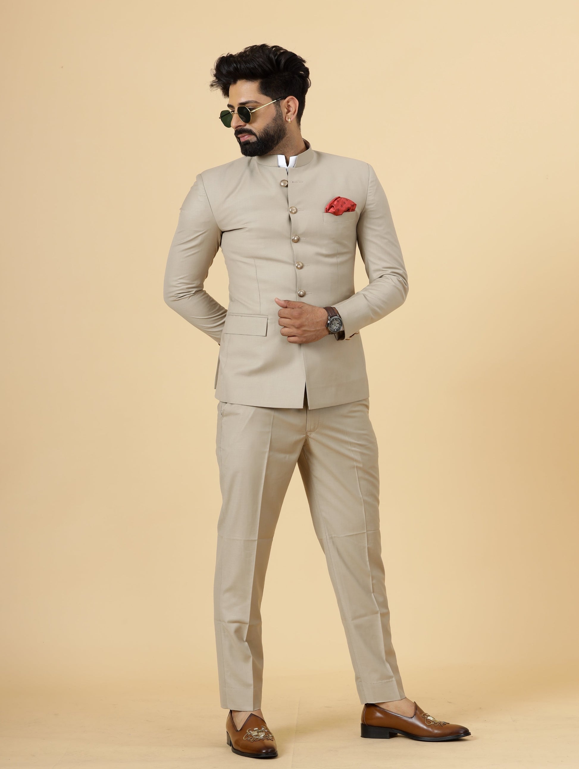 jodhpuri dress for men Traditional Khaki Jodhpuri Suit