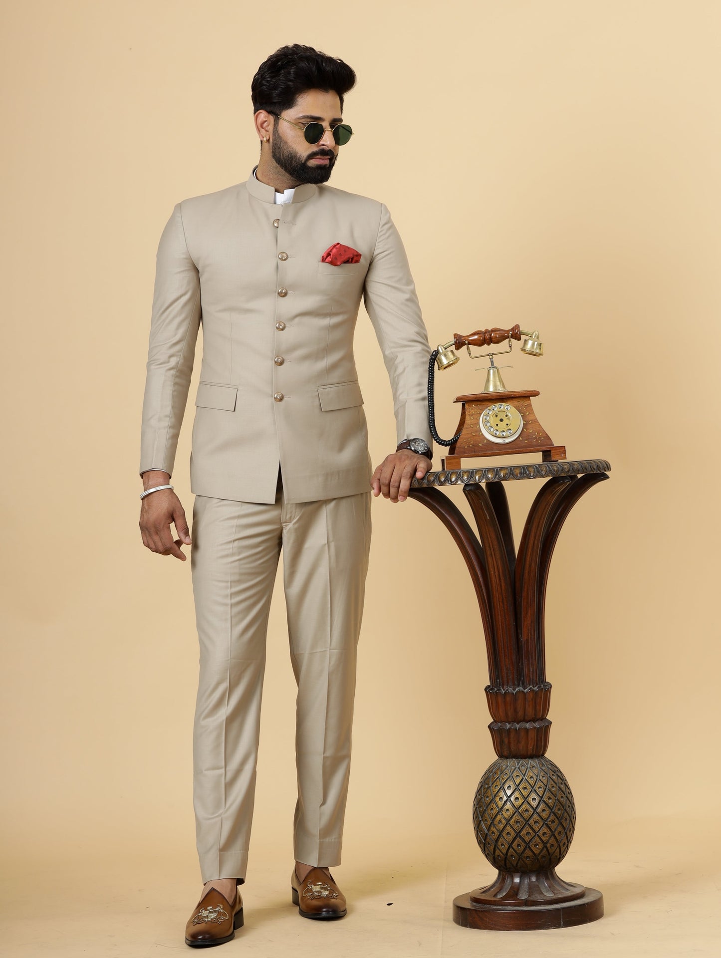 Traditional Khaki Jodhpuri Suit | Perfect for Wedding and Casual wear|