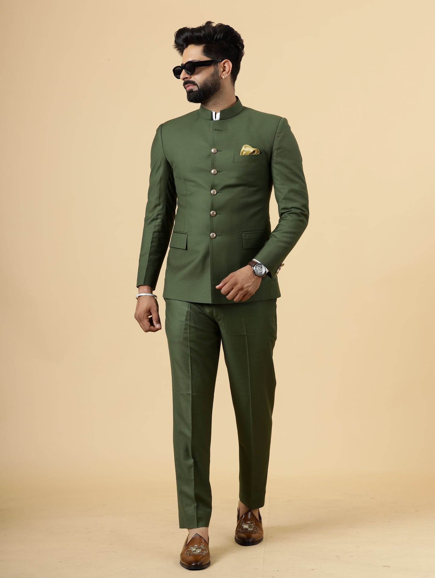 Traditional Seaweed Green Jodhpuri Suit | Perfect for Wedding and Casual wear|