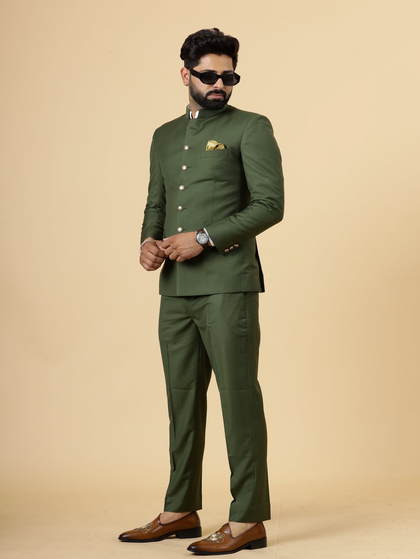 Traditional Seaweed Green Jodhpuri Suit | Perfect for Wedding and Casual wear|