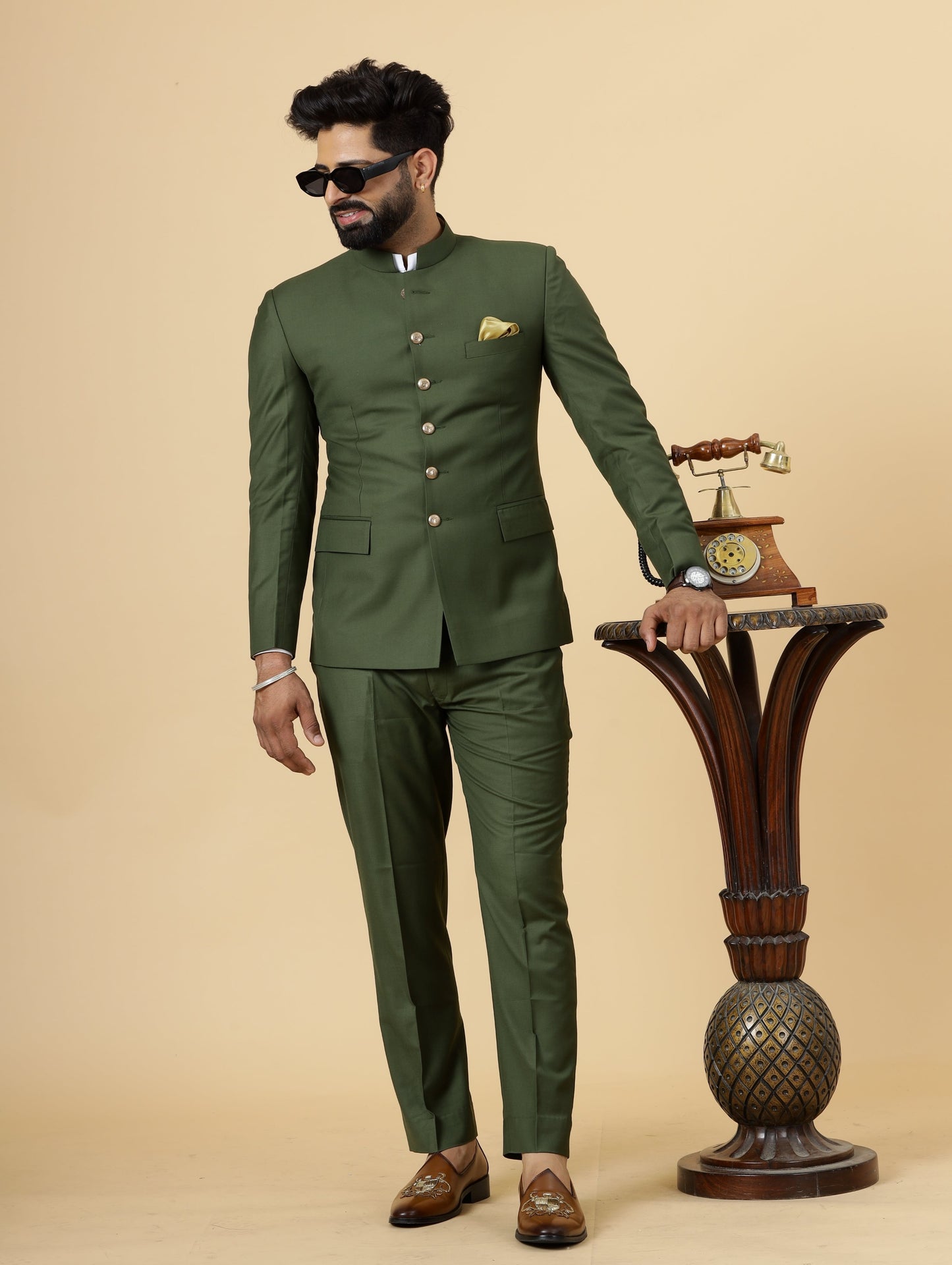 Traditional Seaweed Green Jodhpuri Suit | Perfect for Wedding and Casual wear|