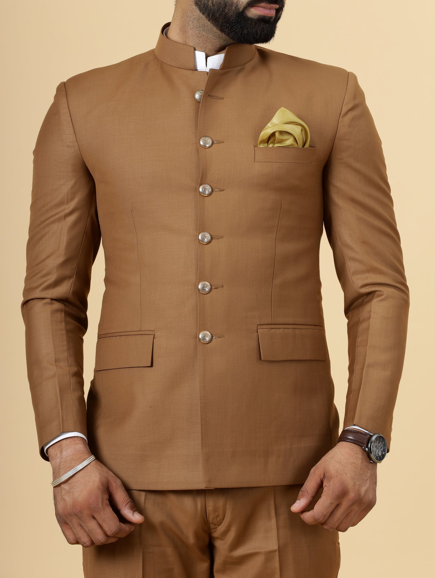 Traditional Caramel Brown Jodhpuri Suit | Perfect for Wedding and Casual wear|