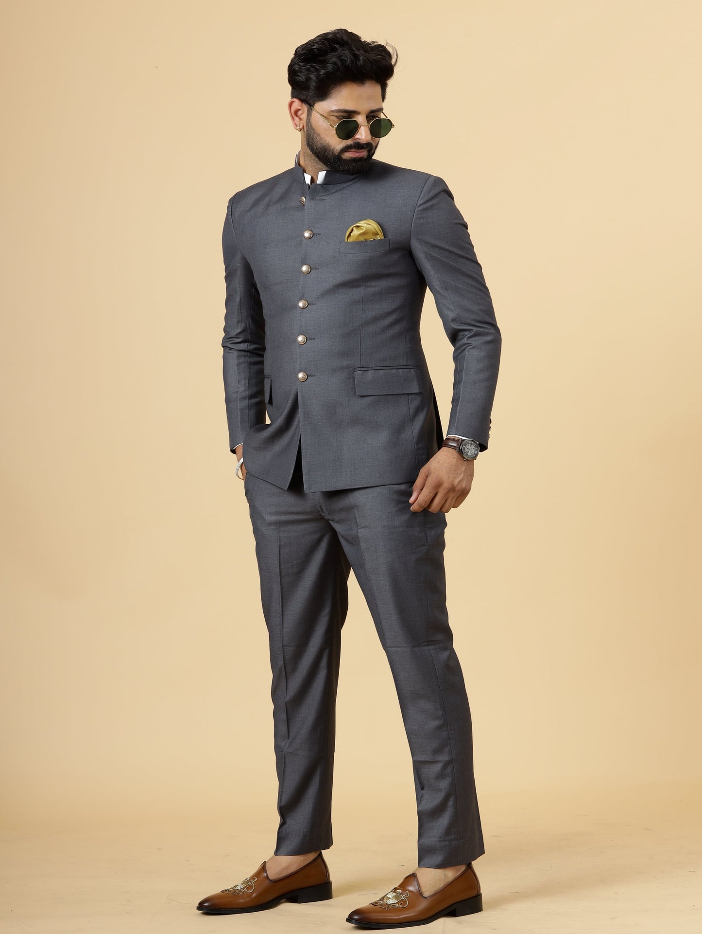 Traditional Charcoal Grey Jodhpuri Suit | Perfect for Wedding and Casual wear|