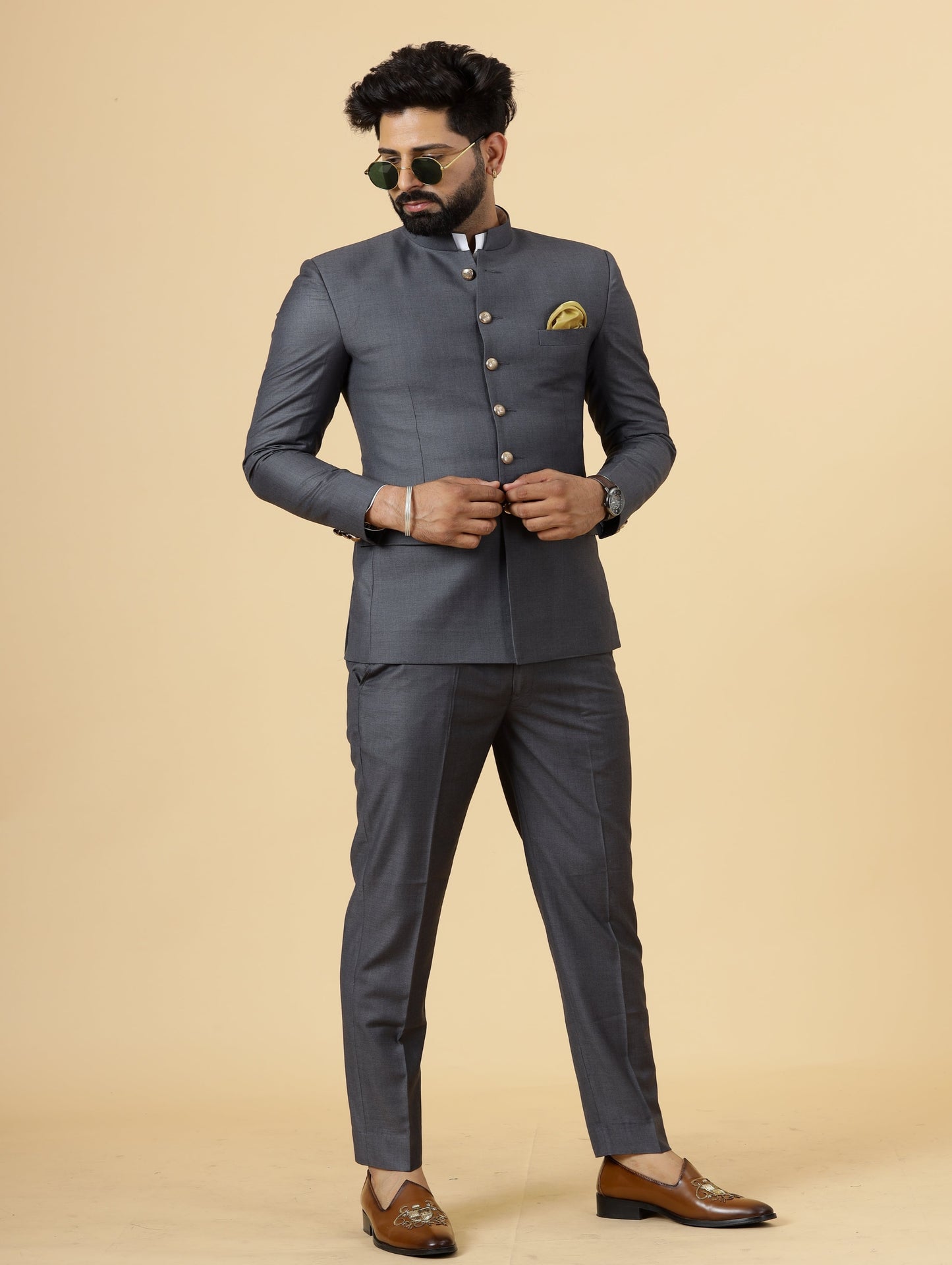 Traditional Charcoal Grey Jodhpuri Suit | Perfect for Wedding and Casual wear|