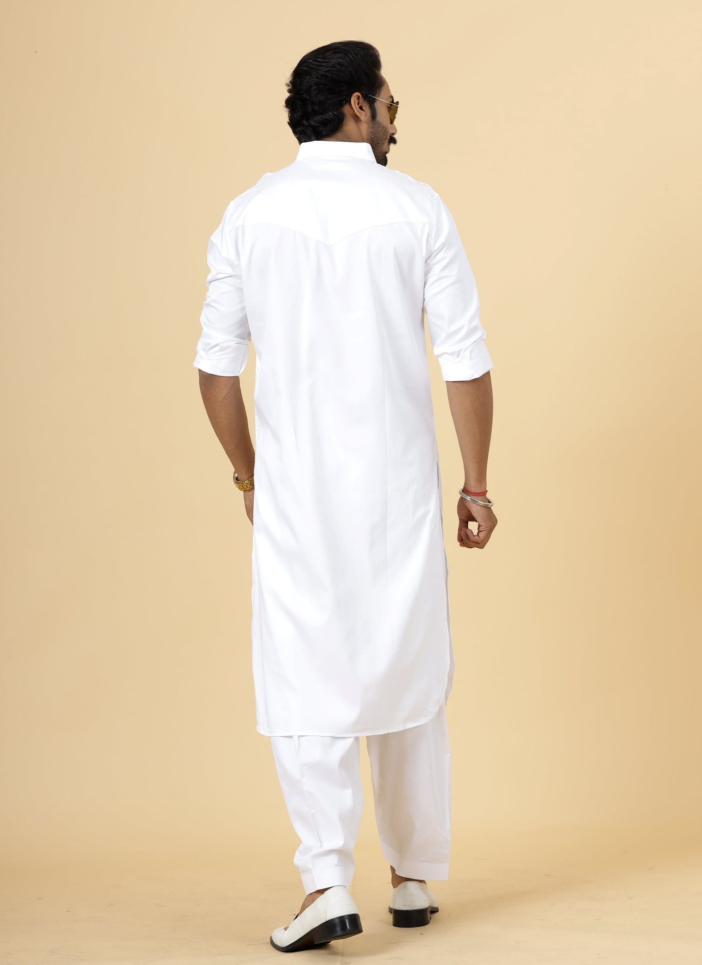 Classy White Pathani Kurta-Salwar Set