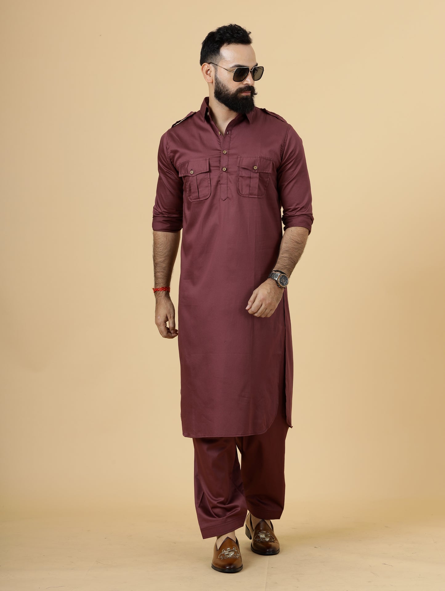 Classy Maroon Pathani Kurta-Salwar Set