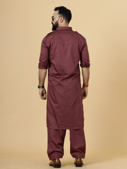 Classy Maroon Pathani Kurta-Salwar Set