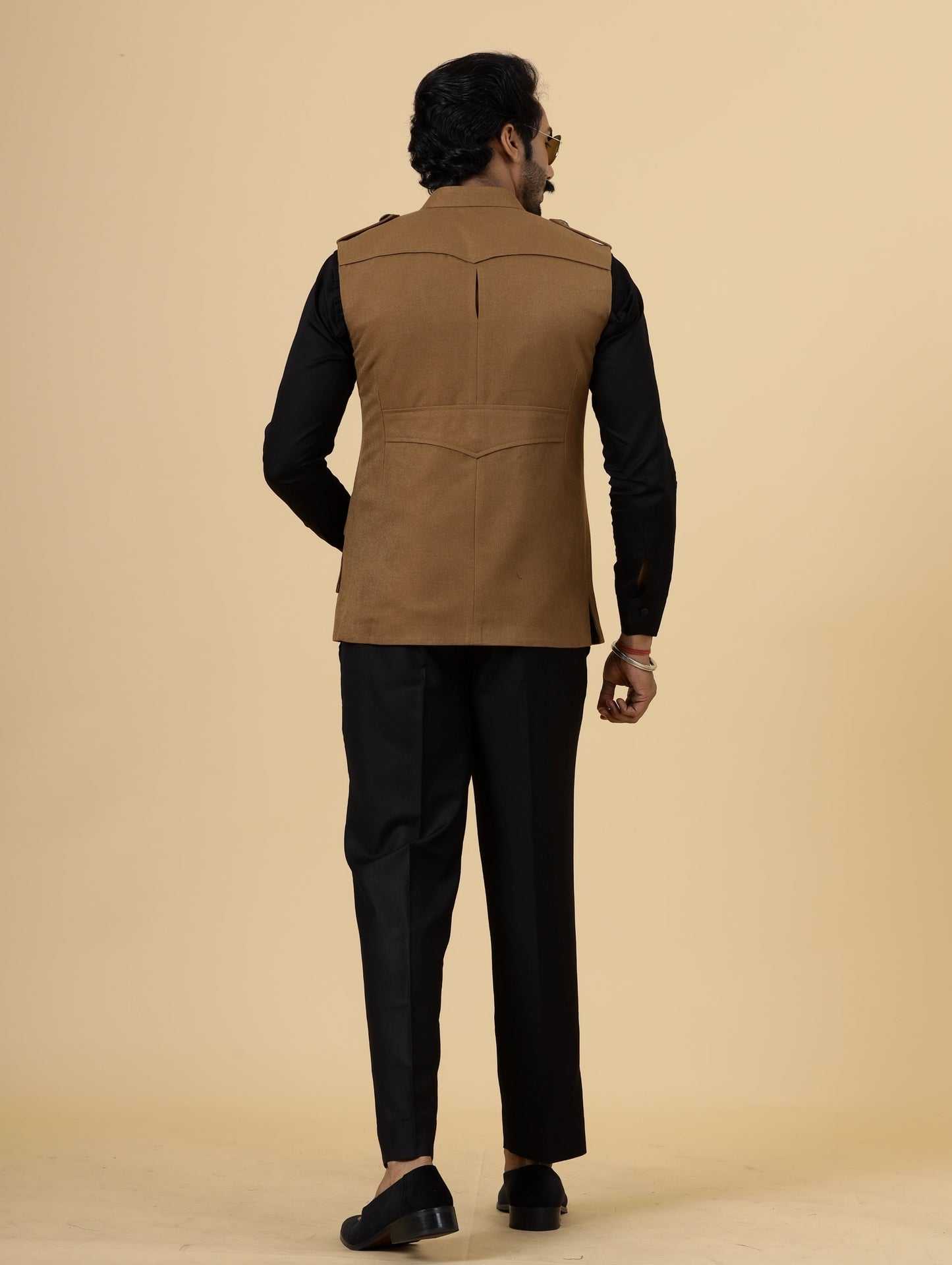 Camel Brown Tweed Semi -Hunting Rajputana Jacket