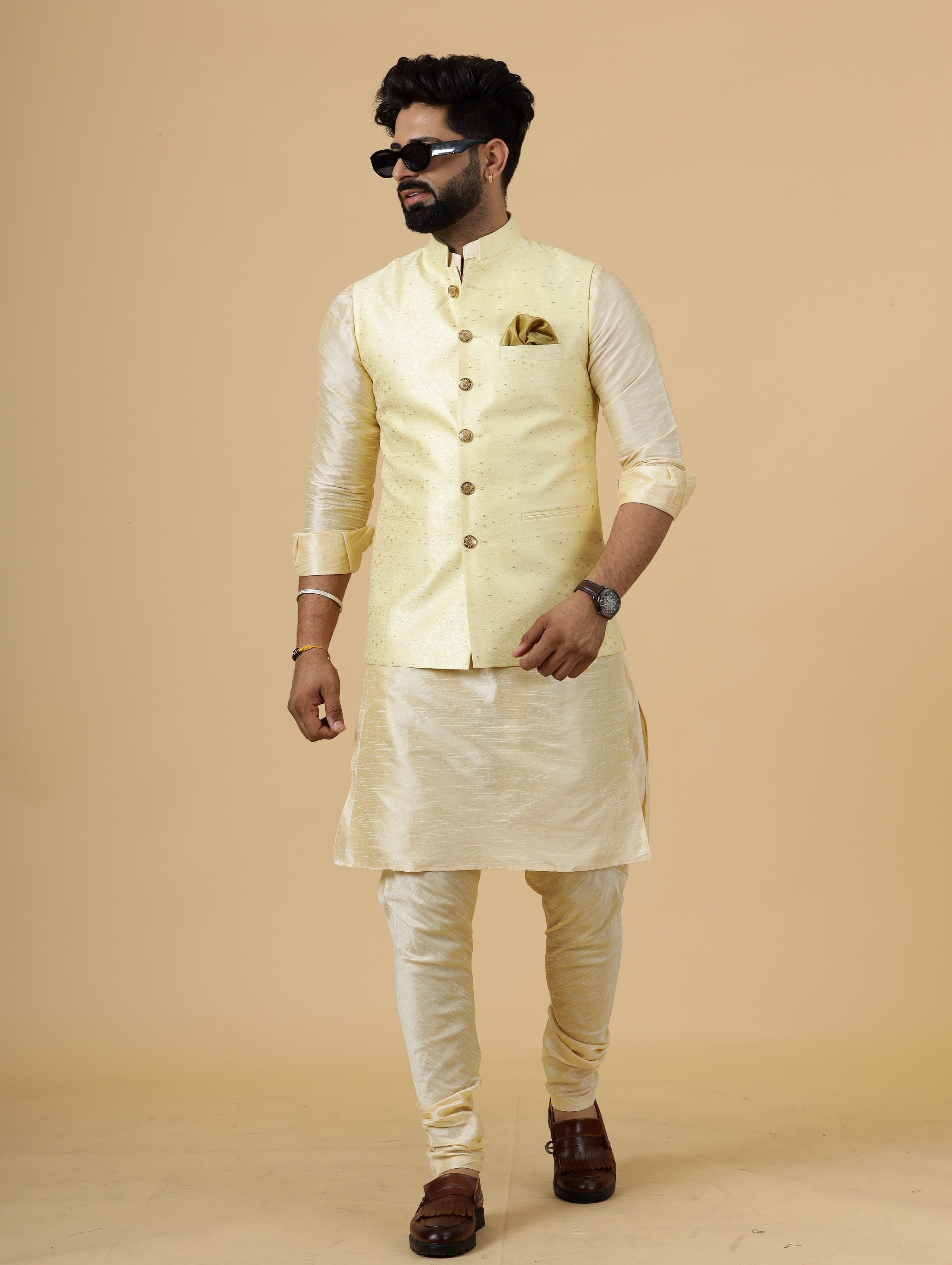 Kurta pajama with half blazer sale