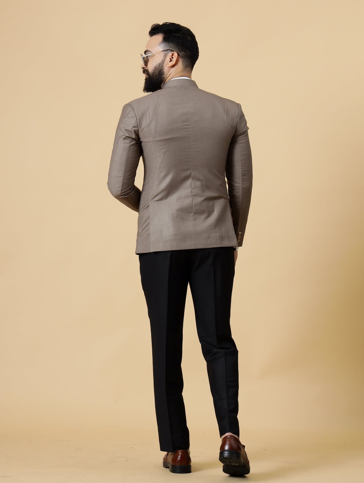 Mink Brown Jodhpuri Blazer with Black Trouser| Perfect for Wedding and Casual wear|