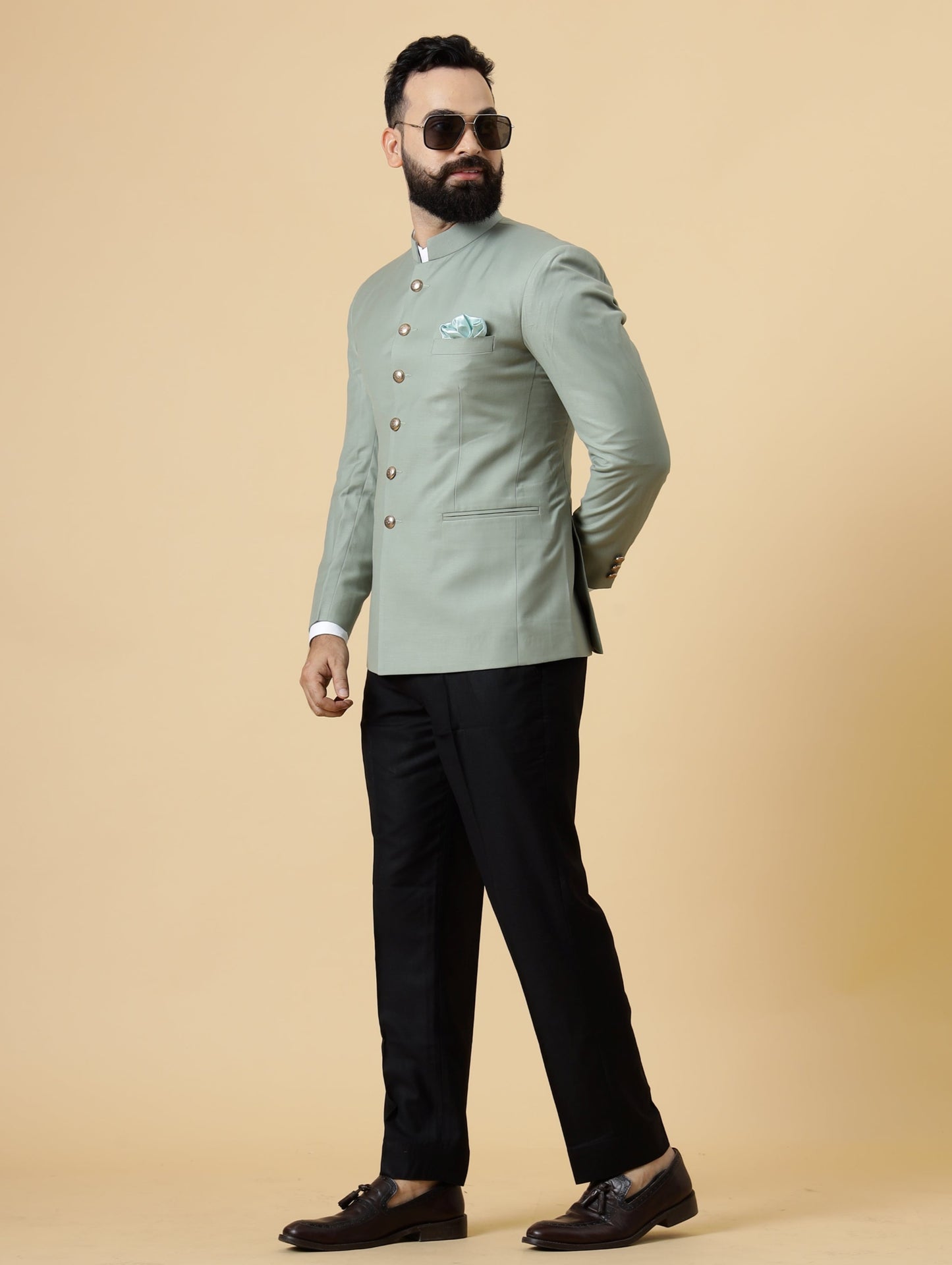 Moss Green Jodhpuri Blazer with Black Trouser| Perfect for Wedding and Casual wear|