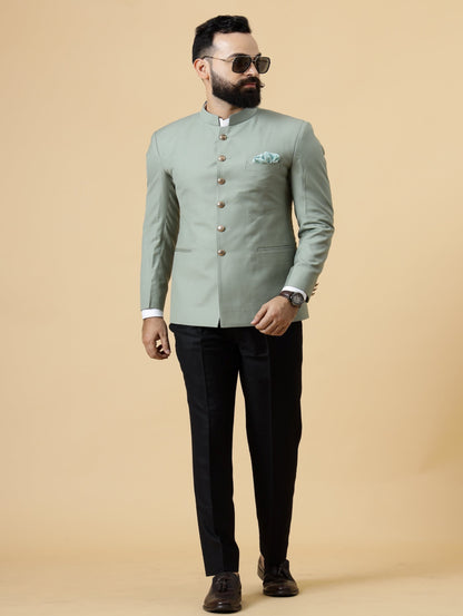 Moss Green Jodhpuri Blazer with Black Trouser| Perfect for Wedding and Casual wear|