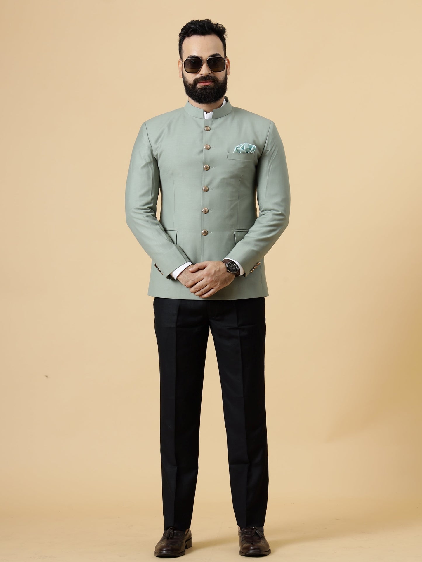 Moss Green Jodhpuri Blazer with Black Trouser| Perfect for Wedding and Casual wear|