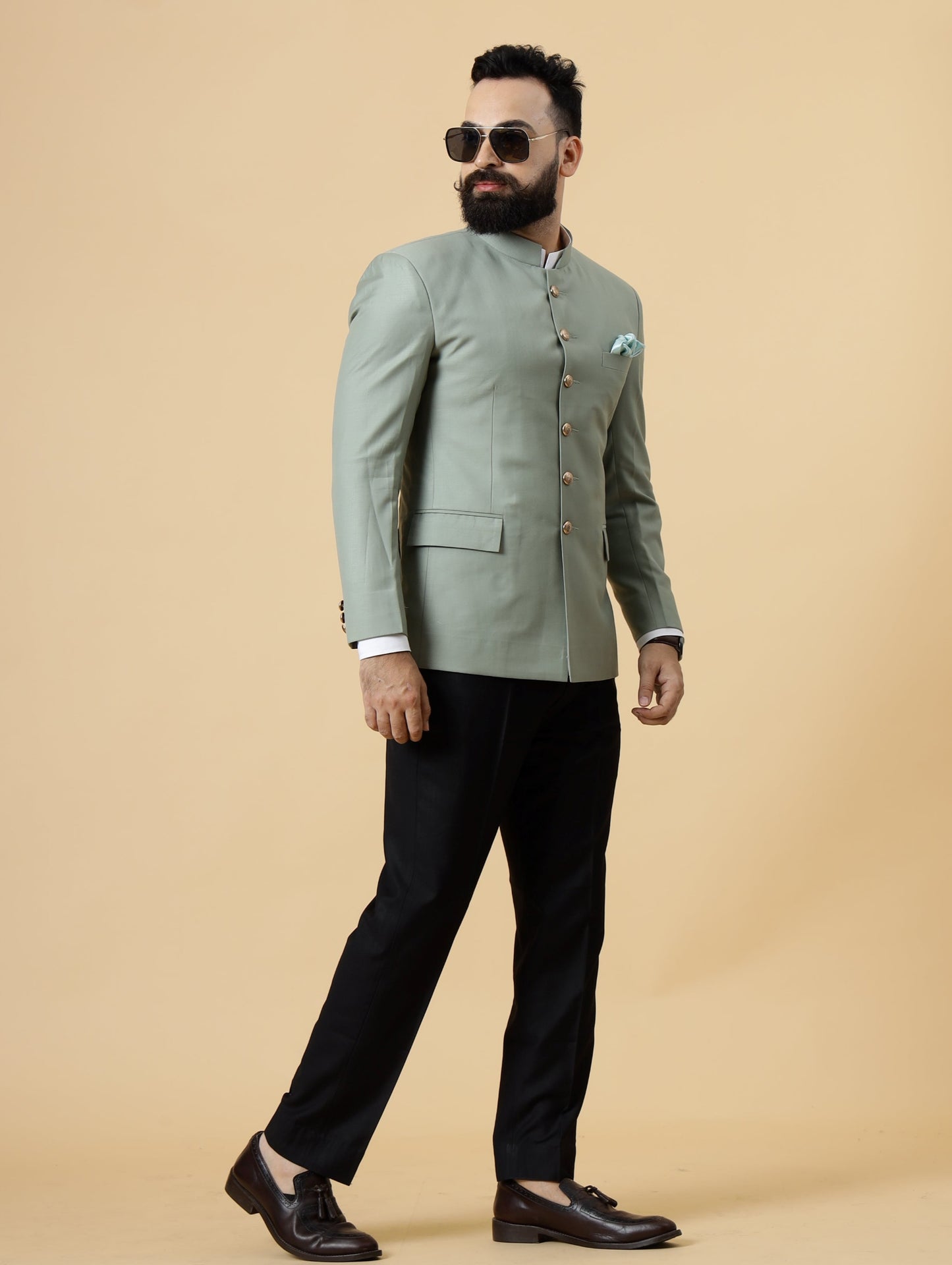 Moss Green Jodhpuri Blazer with Black Trouser| Perfect for Wedding and Casual wear|