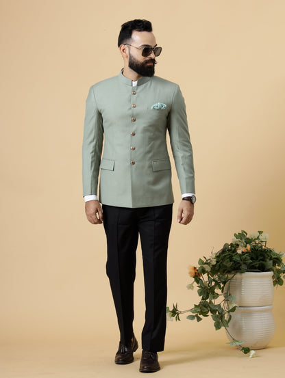 Moss Green Jodhpuri Blazer with Black Trouser| Perfect for Wedding and Casual wear|