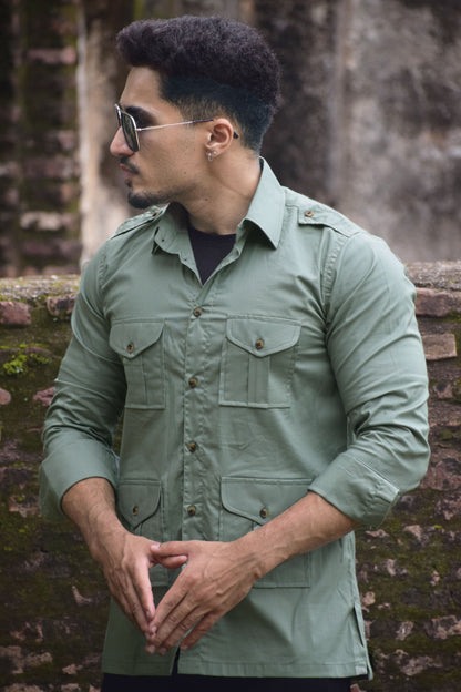 Sage Green Color Hunting Style Shirt