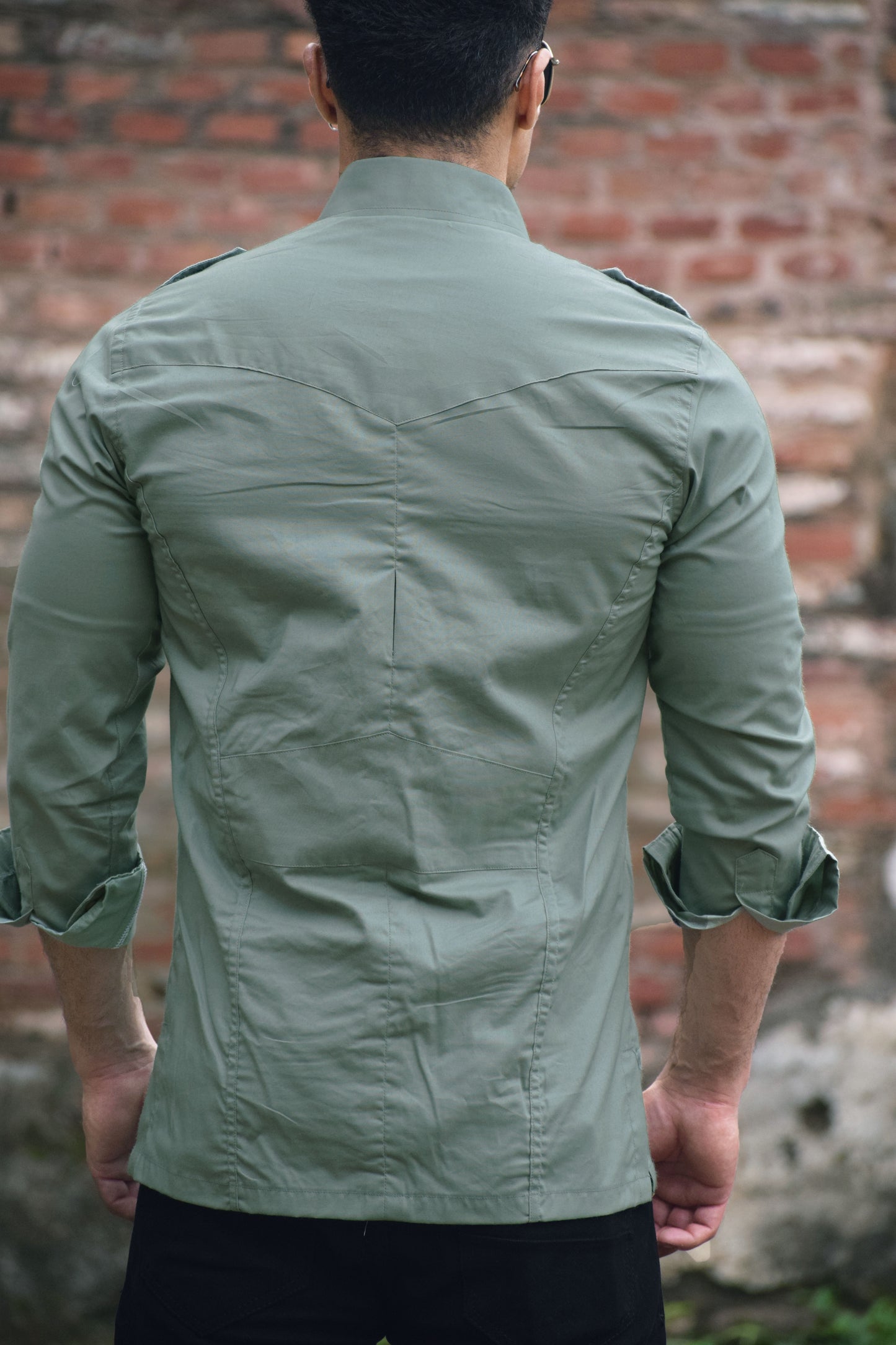 Sage Green Color Hunting Style Shirt