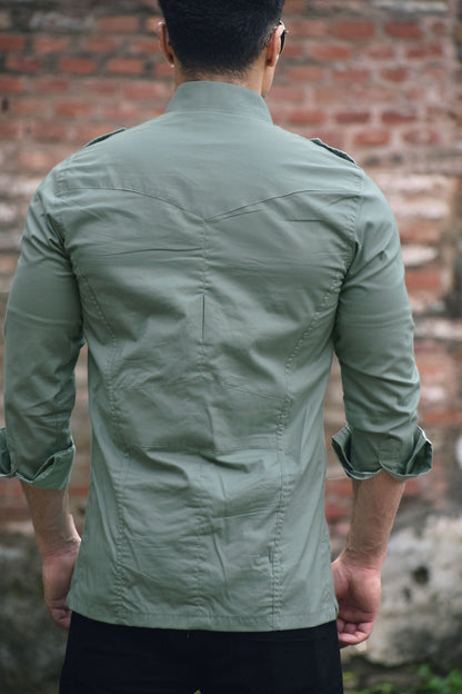 Sage Green Color Hunting Style Shirt
