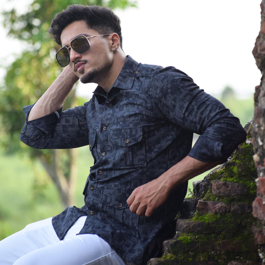 Charcoal Grey Grid Hunting Shirt