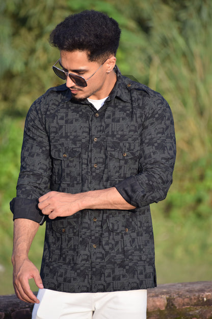 Charcoal Grey Grid Hunting Shirt