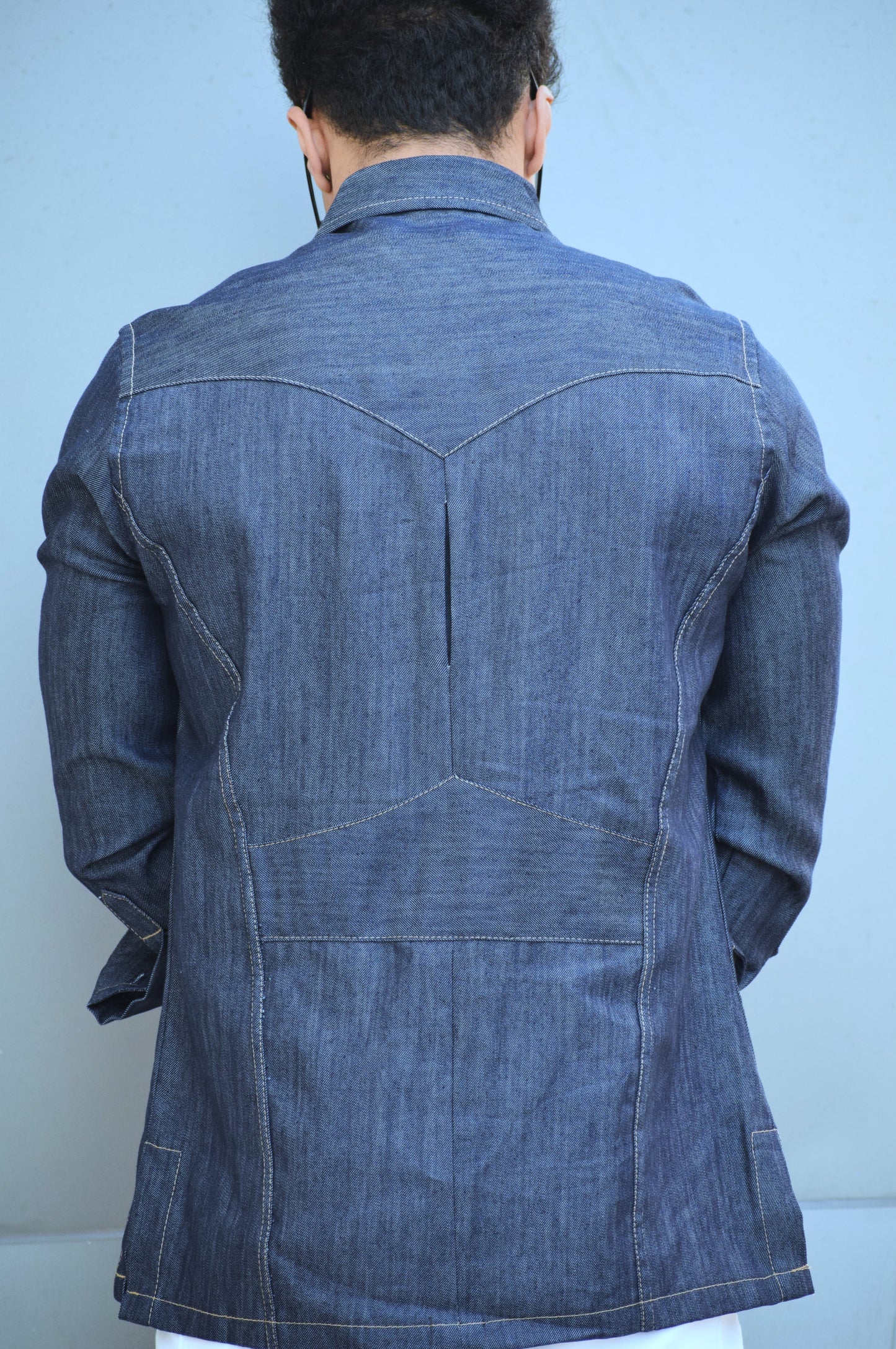 Navy Blue Denim Vintage Hunting Style Shirt