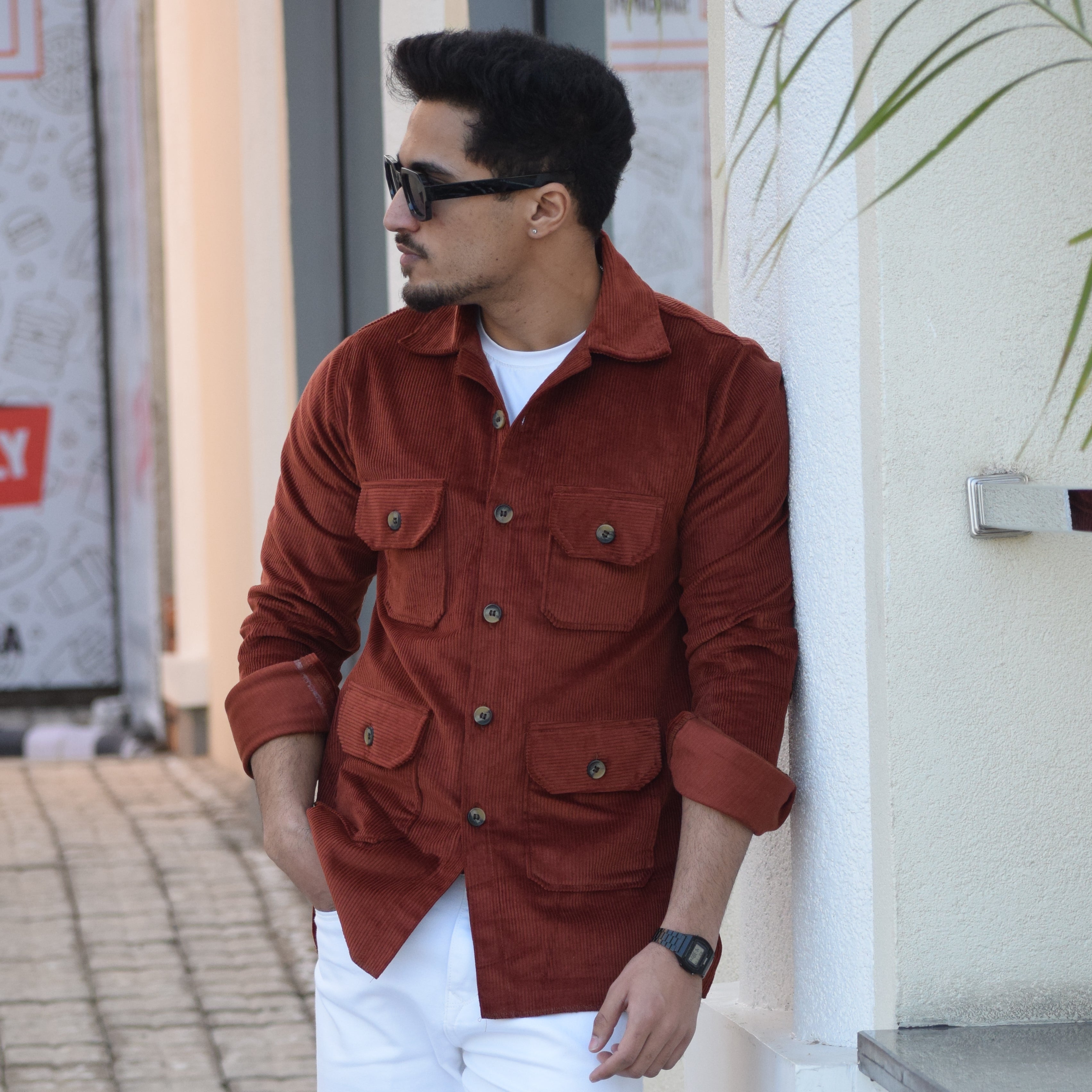 Rust Color Corduroy Hunting Shacket for Men – Rajanyas