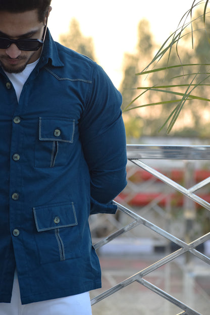 Yale Blue Vintage Hunting Style Shirt