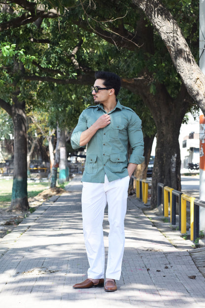 Comfy Aqua Green Hunting Style Shirt