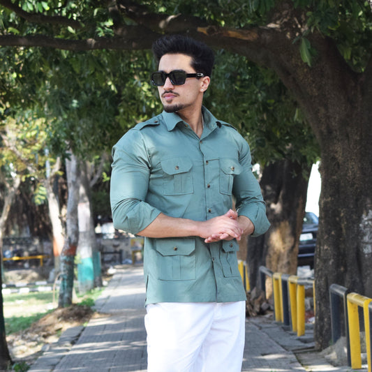Comfy Aqua Green Hunting Style Shirt