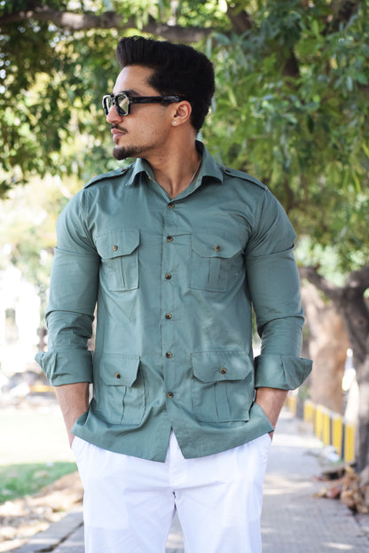 Comfy Aqua Green Hunting Style Shirt
