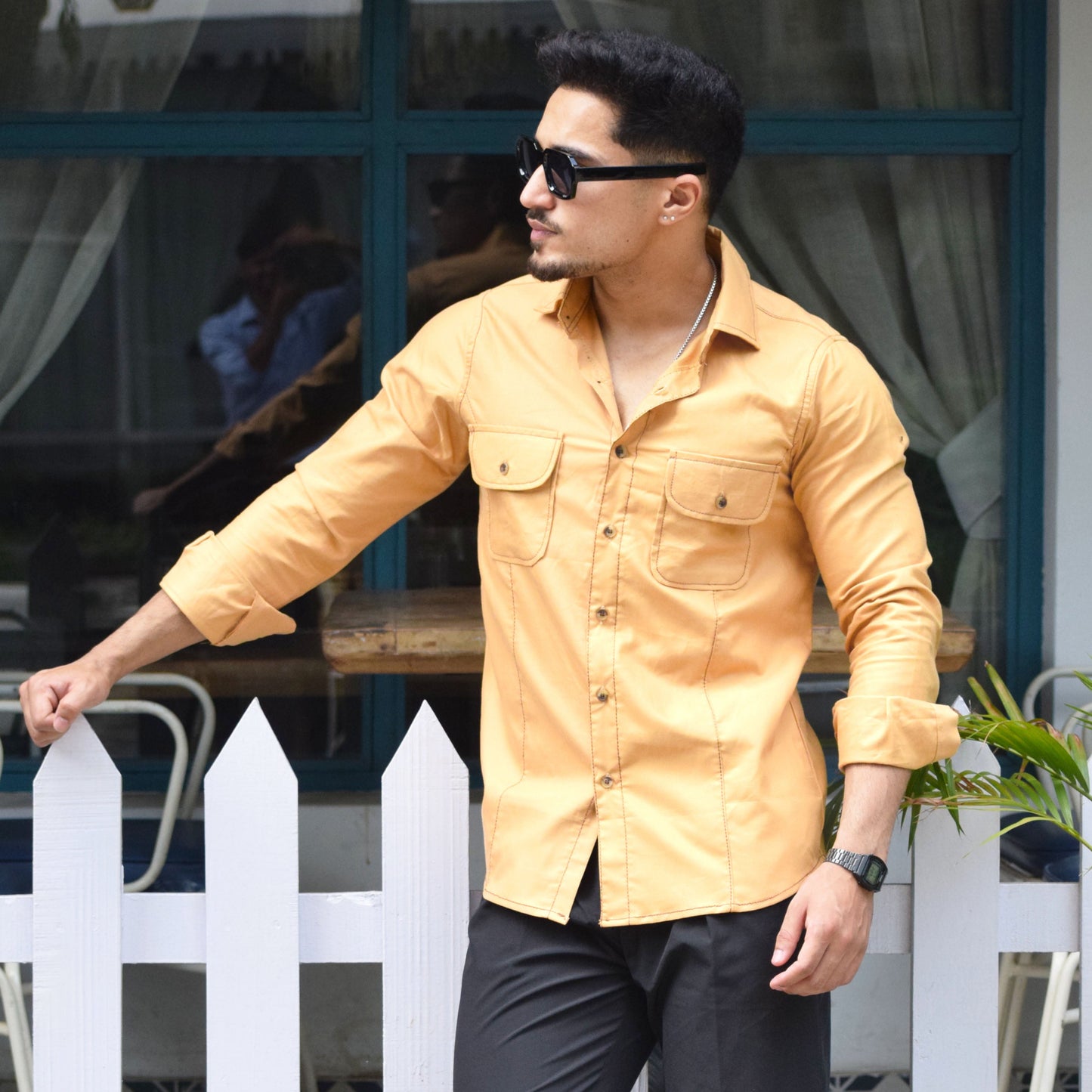 Contrast Stitch Mustard Oxford Shirt