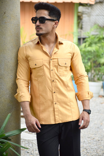 Contrast Stitch Mustard Oxford Shirt