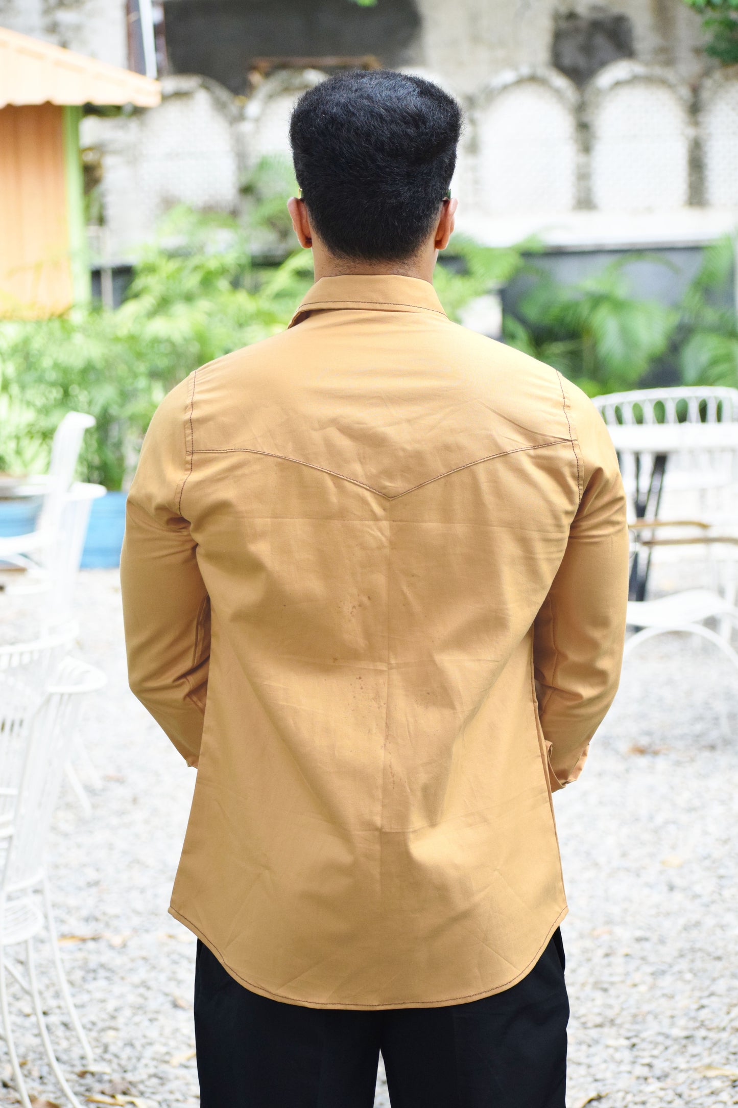 Contrast Stitch Mustard Oxford Shirt