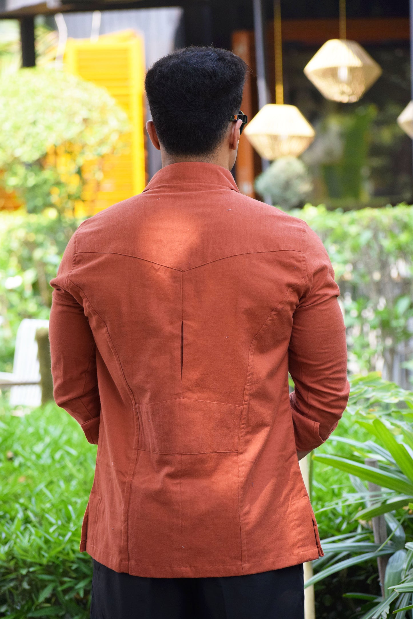 Rust-Orange Cotton Twill Hunting Style Shirt