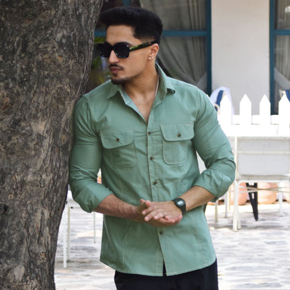 Contrast Stitch Mint-Green Oxford Shirt